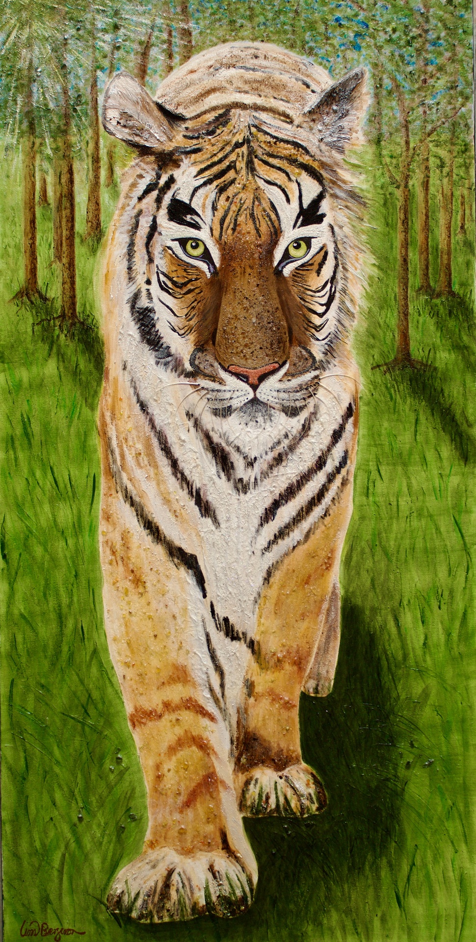 Thor | Original acrylic mixed media painting by Linda Bergeron | 24x48 inches | Animals